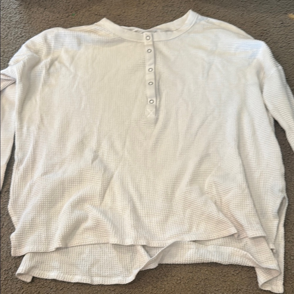 Aerie White Waffle Knit Sweater